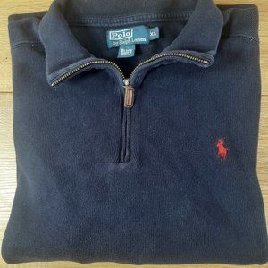 Polo Ralph Lauren Sweater 1/4 Zip Pullover Navy Blue Mock Neck Men's Size XL